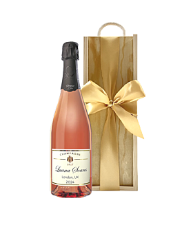 Personalised 1er Cru Rosé Champagne - in Classic Wooden Presentation Box