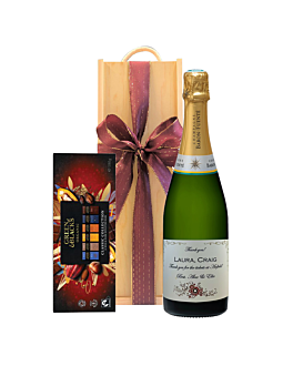Personalised Champagne & Mini Chocolate Bars - In Deluxe Wooden Presentation Box