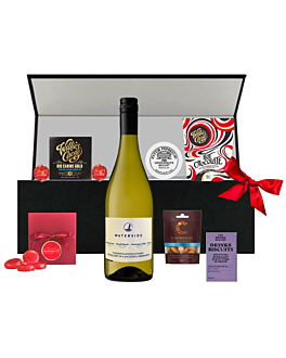 Highbury Wine Box Hamper - Sauvignon Blanc, Columbian 71% Chocolate & Treats - Smart Personal or Business Thank You Gift