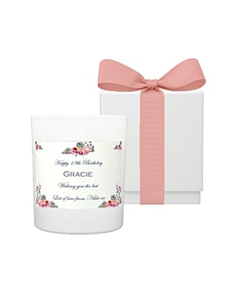 "Magical Rose Garden" - Personalised White Candle in White Gift Box - Fragrance: Classic English Rose