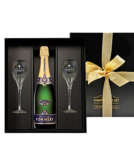 Personalised Pommery Brut Apanage Champagne & Flutes Gift Box