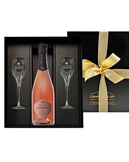 Personalised Premier Cru Rose Champagne Gift Set with Signature Flutes