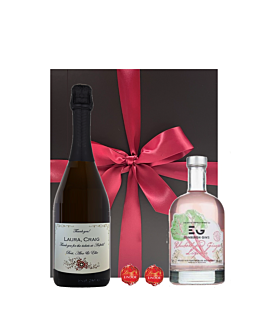 "A Chic Cocktail" - Prosecco with Rhubarb & Ginger Liqueur & Truffles - Presented in Black Gift Box