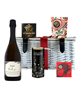  Personalised Prosecco DOC with Artisan Chocolates & Gourmet Treats. Gorgeous personalised gift in Wicker Hamper