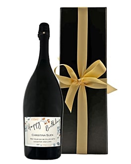 Magnum of Personalised Prosecco - Presented in Black Gift Box with Hand Tied Bow