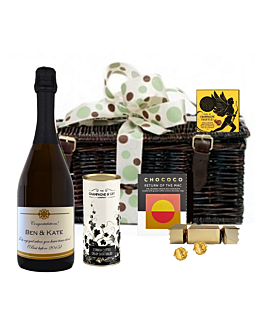 Personalised Prosecco & Chocolate Hamper - Presented in Wicker Hamper With Large Hand tied Bow