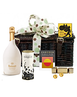 Ruinart Blanc de Blanc Second Skin & Chocolate Hamper - Presented in Wicker Hamper With Large Hand tied Bow