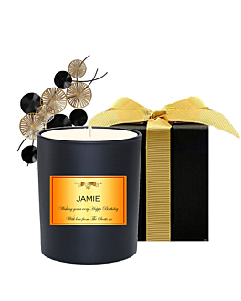 Noir Personalised Scented Candle in Black Gift Box - Gift For Him