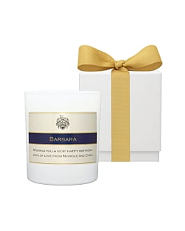 "Smooth Velvet Night" - Personalised White Candle in White Gift Box - Fragrance: Black Peony & Oud