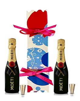 Celebration Champagne Cracker - Two Mini Moet Champagne Bottles & Moet Sippers