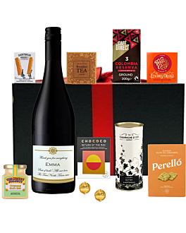 Sunday Treat Wine Hamper - with Personalised Red Wine & Savoury Delicacies