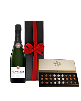 TAITTINGER Brut Réserve In Black Gift Box - With Willie’s Sea Salt Caramel Truffles (Large)