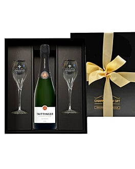Personalised TAITTINGER Brut Reserve Champagne & Flutes Gift Box
