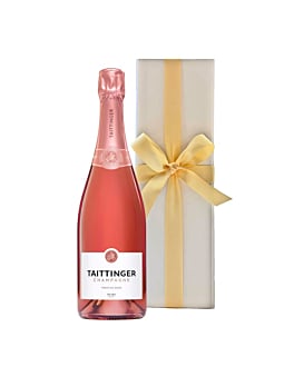 Personalised TAITTINGER Brut Prestige Rose Champagne - In White Presentation Box