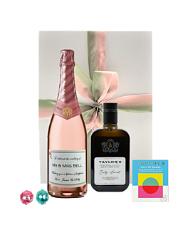 Personalised alcohol-free gift box with Taylor's Extra Virgin Olive Oil, Artisan chocolate and Swiss Truffles 