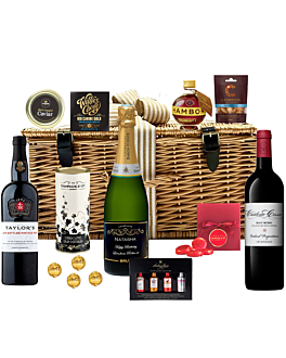 "Tipples & Tasters" Connoisseur Hamper - Champagne, Caviar, Port, Fine Red WIne, Luxury Liqueur Chocolates & More . . .