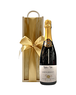 "Touch of Sparkle" Personalised Prosecco with Crystal Gems - in Classic Wooden Gift Box