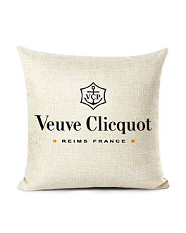"Veuve Style" Luxury Statement Designer Cushion - Cream Linen With Plain Cream on Reverse - Stamp Personality into Your Home with Show Stopping Looks! 