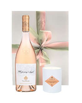 Whispering Angel Rosé & Scented Candle Gift - Presented In White Hamper Box