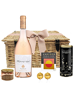 "Whispering Wishes" Luxury Hamper - With Coffee Chocolate, Scented Sparkle Candle & Goodies - In Wicker Hamper With Hand Tied Bow