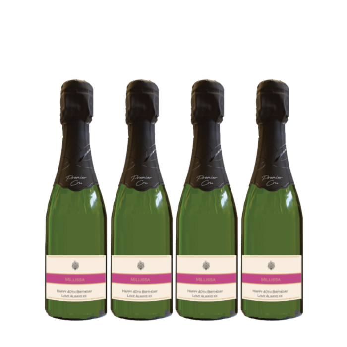 4 x Mini Bottles of 1er Cru Champagne: Personalised