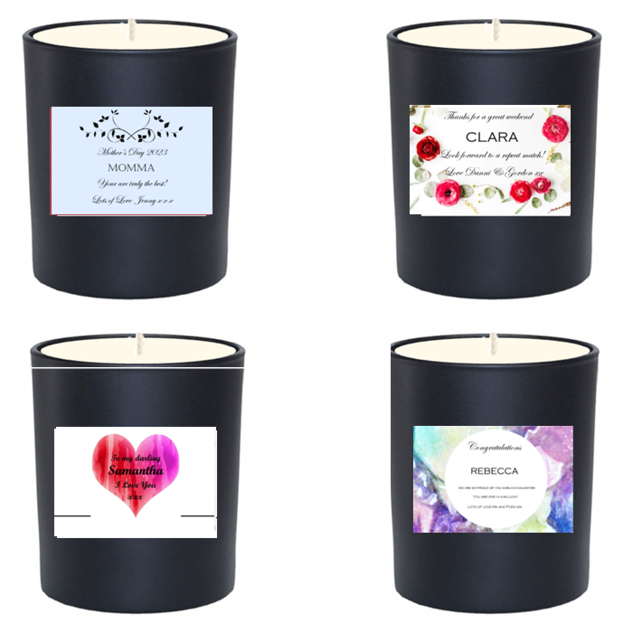 "Twilight Encounter" - Personalised Black Candle in Black Gift Box - Fragrance: Cedarwood & Jasmine Flower