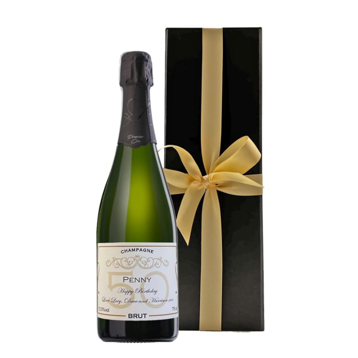 Personalised Champagne 1er Cru Brut - in Black Presentation Box