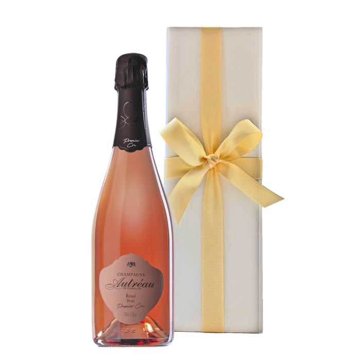 Personalised Rosé Premier Cru Champagne in White Presentation Box