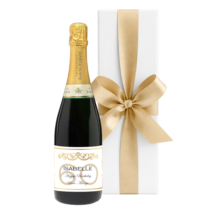Personalised 60th Birthday Champagne - In White Gift Box