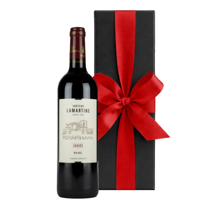Personalised Chateau Lamartine, Cahors, Malbec - in Black Gift Box