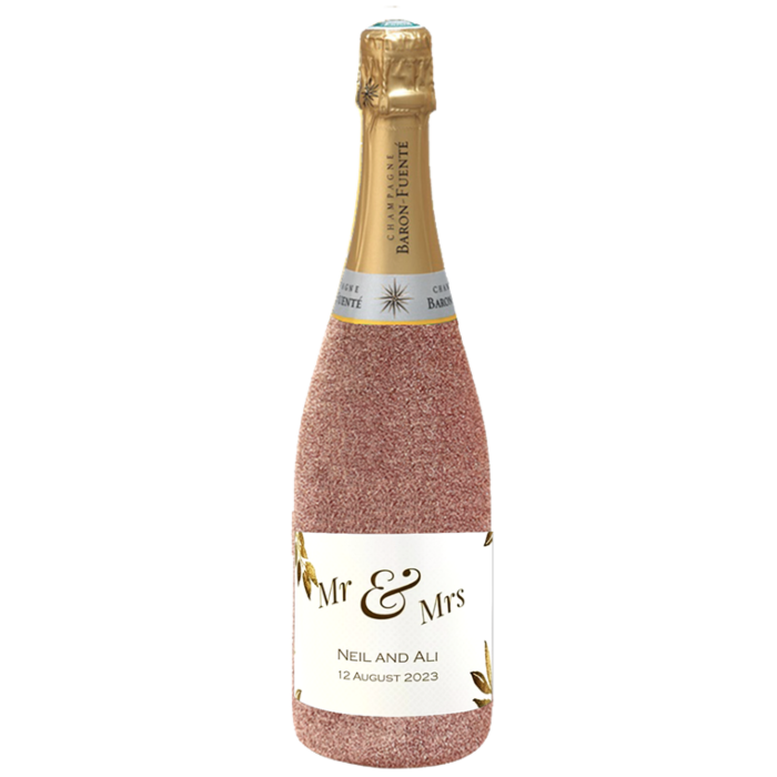 Personalised Champagne Rose Gold Glitter Edition - Classic Cuvée Brut NV, House of Baron Fuente 