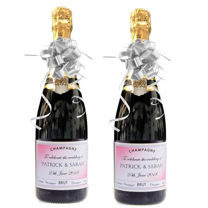 Duo of Personalised Wedding Champagne Bottles