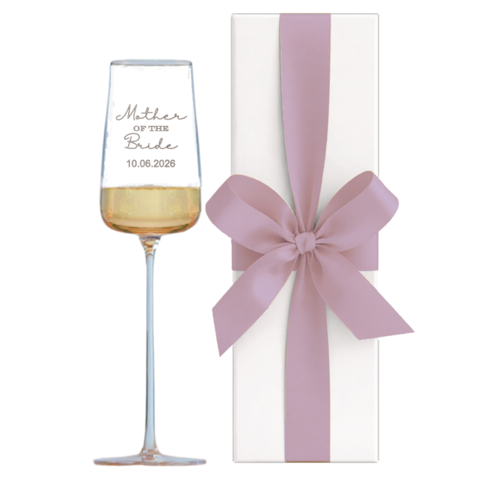 Personalised Mother of the Bride Champagne Glass - LSA Engraved Champagne Glass in White Gift Box