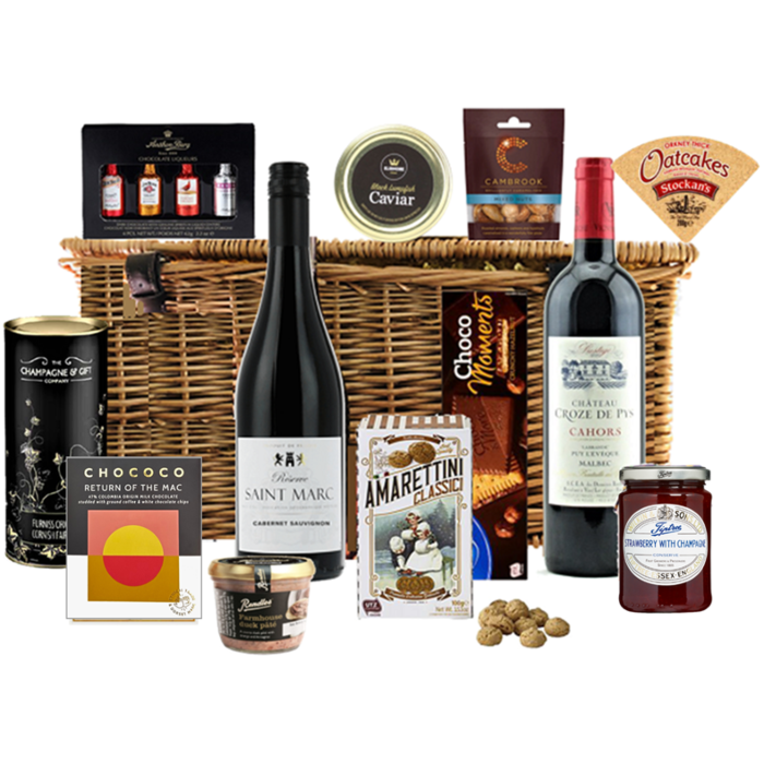 Epicurian Treats Luxury Fine Wine Wicker Hamper
