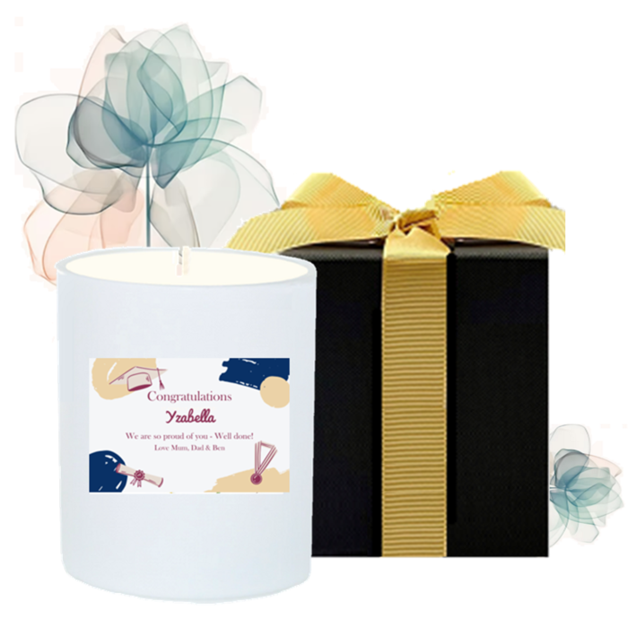  Personalised Scented Candle in Black Gift Box -  Graduation Gift 