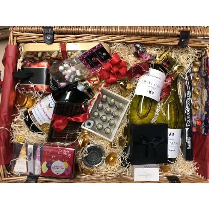 Create A Luxury Corporate Hamper - Deluxe Large Grey Hamper Box Up to 12 items - (3 Bottles Max)