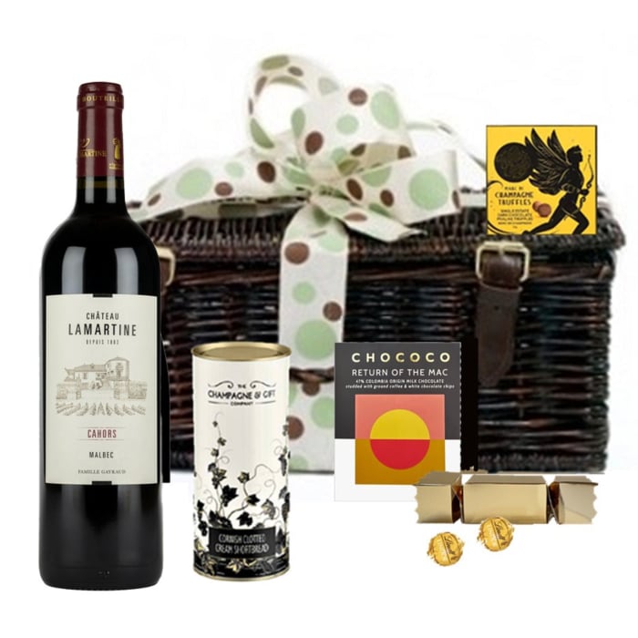 Personalised Red Wine & Chocolate Hamper - Chateau Lamartine, Cahors, Malbec