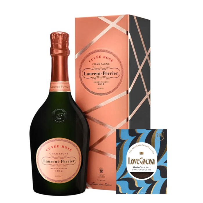 Laurent Perrier Rosé in Gift Box - With Maldon Sea Salt Chocolate