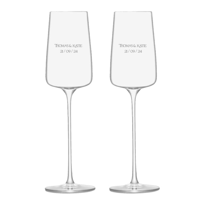 2 x Engraved LSA Champagne Flutes - Metropolitan Collection