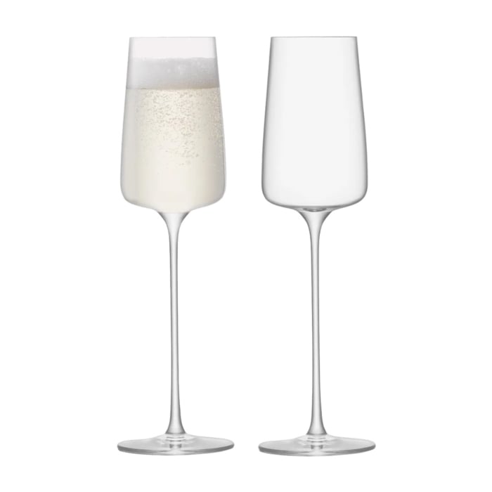 2 x Personalised LSA Metropolitan Champagne Flutes - With Swiss Truffles In White Gift Box - Engrave With A Name, Message, Logo