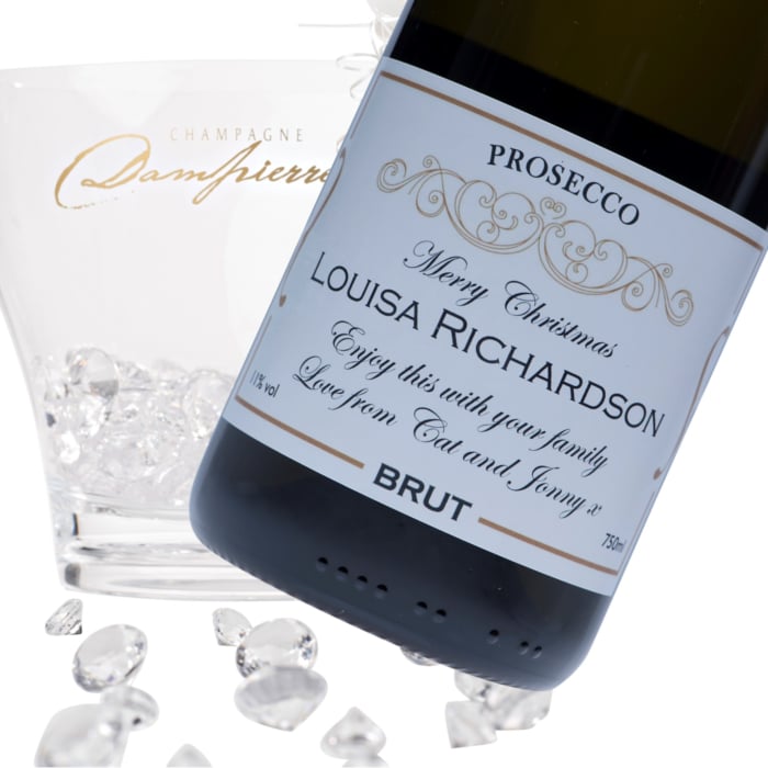 Personalised Prosecco - Classic Gold Christmas Label