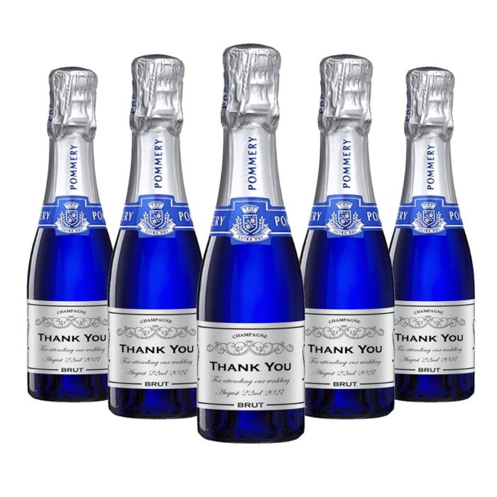 1 x Personalised Pommery Blue POP - Mini Brut Champagne With Traditional Cork Closure