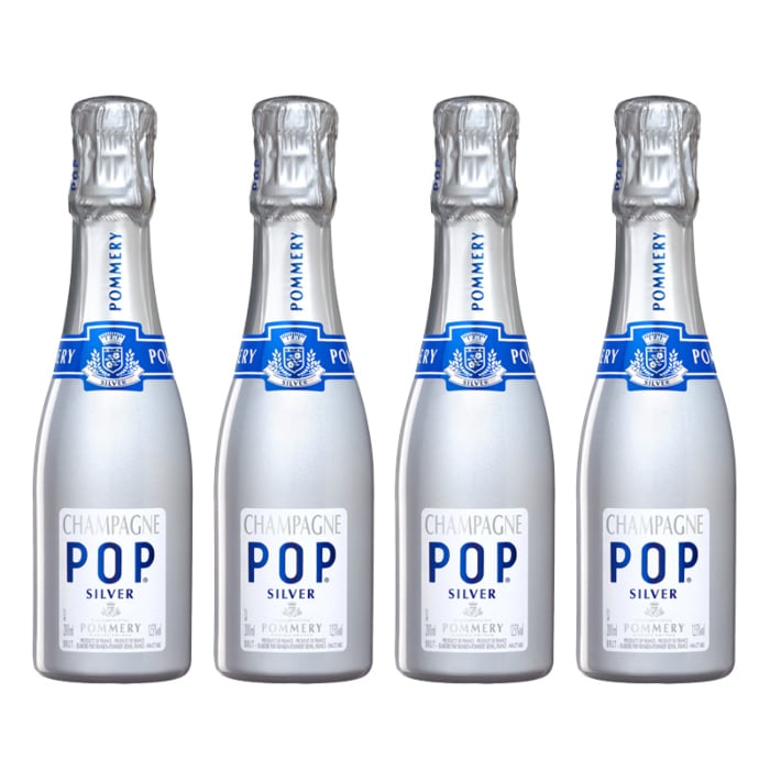 1 x Personalised Pommery Silver POP - Mini Brut Champagne With Traditional Cork Closure