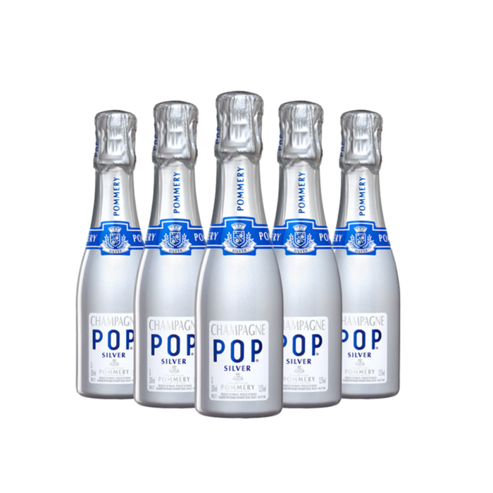1 x Personalised Pommery Silver POP - Mini Brut Champagne With Traditional Cork Closure