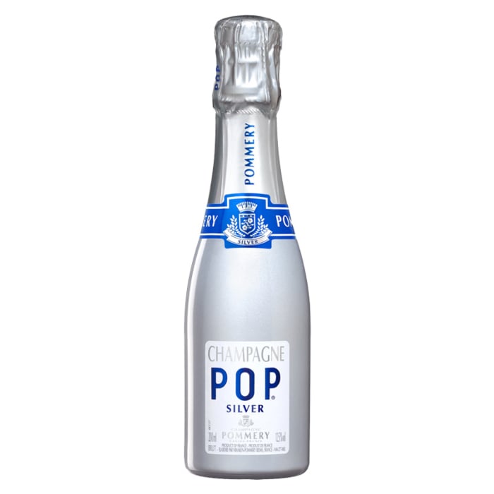 1 x Personalised Pommery Silver POP - Mini Brut Champagne With Traditional Cork Closure