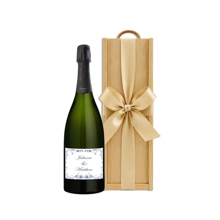 Personalised Premier Cru Champagne Magnum in Wooden Gift Box