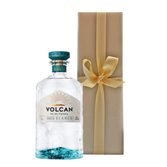 Personalised Volcan Blanco Tequila - In Gold Gift Box