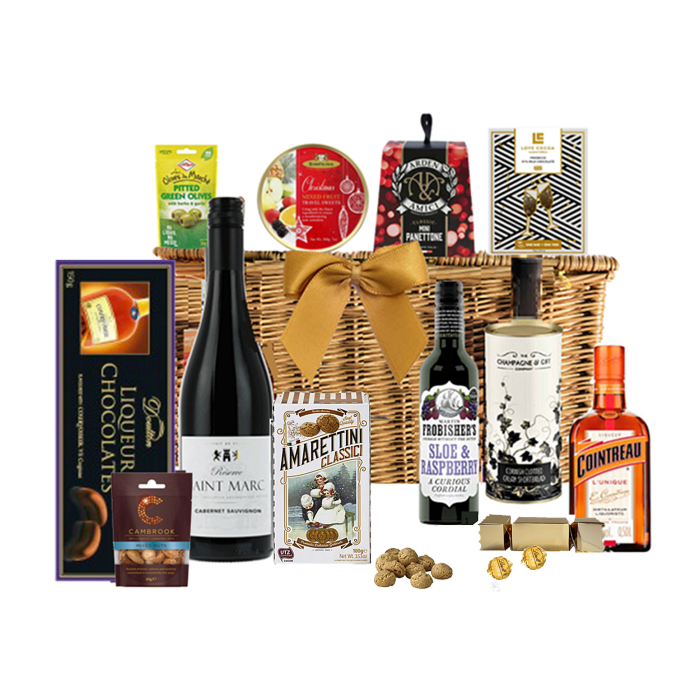 Create A Luxury Corporate Hamper - Deluxe Large Grey Hamper Box Up to 12 items - (3 Bottles Max)