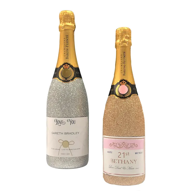 Gold & Silver Glitter Champagne Bottles