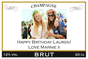 personalised champagne label gold photo